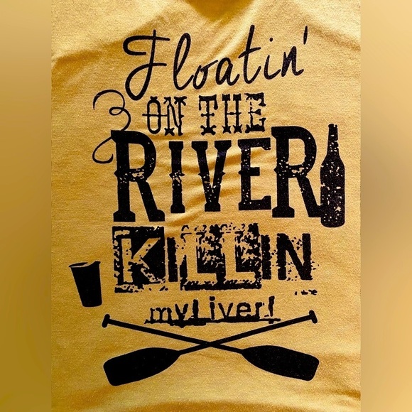 Olive Green Tank “Floatin On The River Killin My Liver” Size Medium - Picture 4 of 4